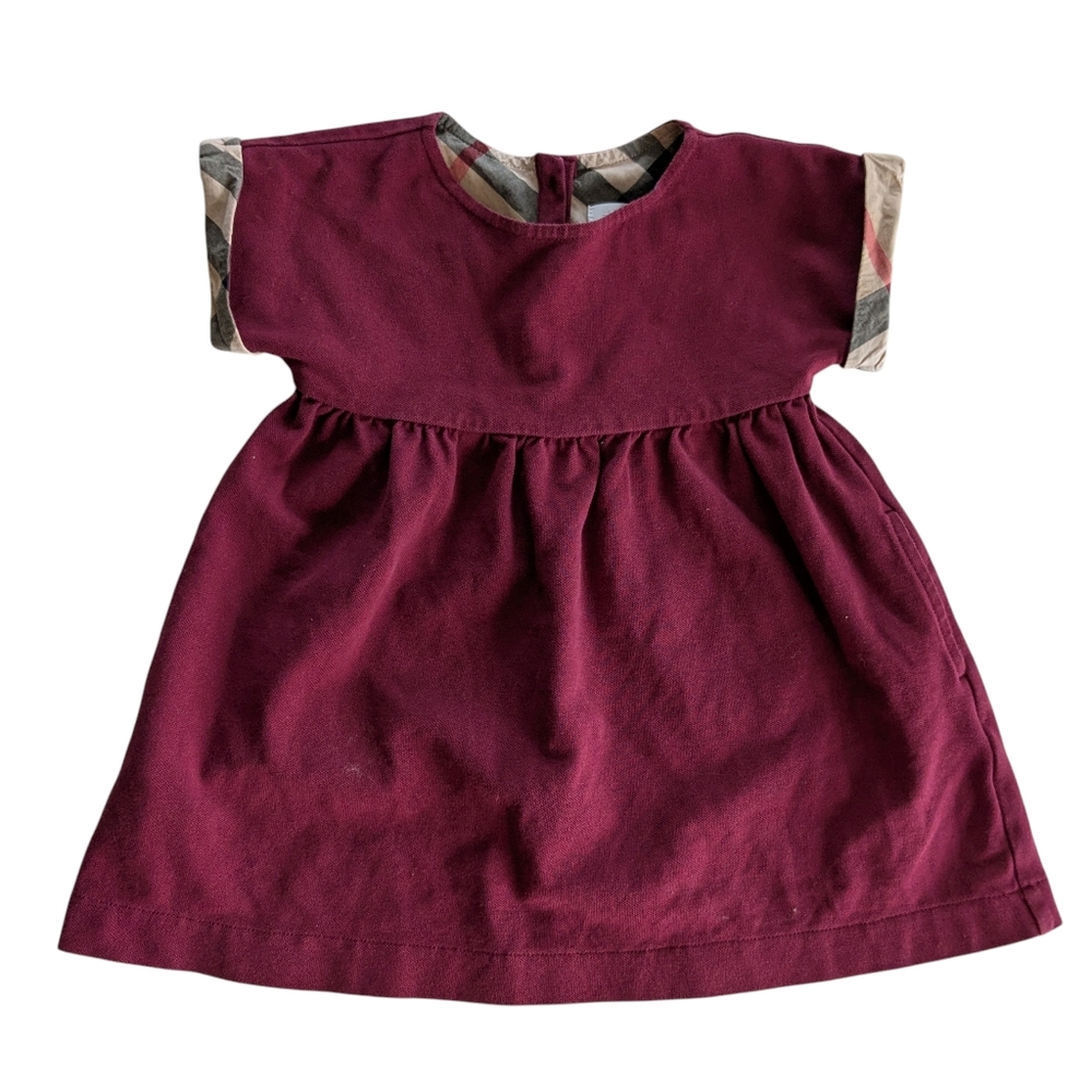 Burberry Burgundy Cotton Dress Size 12m-18m